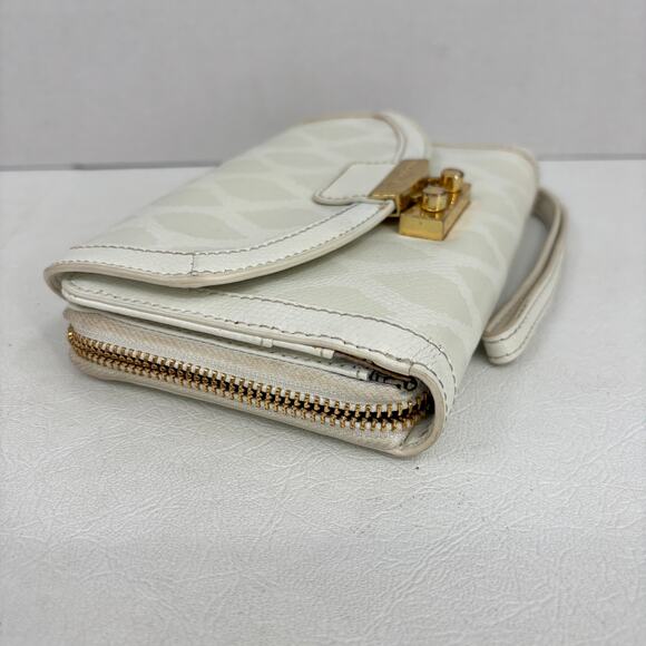 Vera Bradley Ultimate Wristlet Wallet Clutch White Oyster Leather Diamond Print - Picture 4 of 15